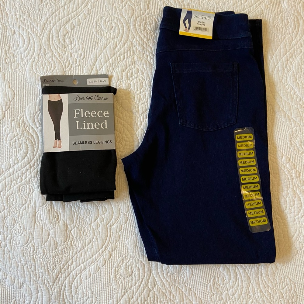 NWT Hue by Utopia Jeggings and Black Leggings